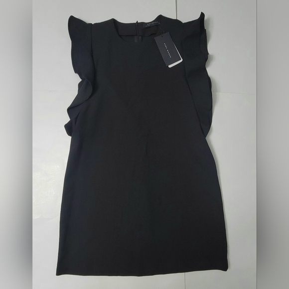 Zara Women Black Ruffle Sleeve Mini dress - Picture 9 of 12